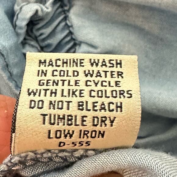 Speed Limit Mph Blue Off-Shoulder Embroidered Ruffle Sleeve Top Size M Cotton - Picture 9 of 9